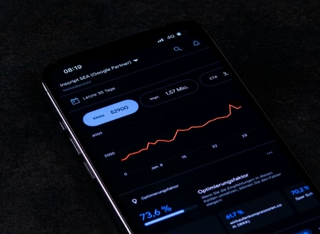 Google Analytics wird auf einem Smartphone angezeigt